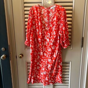 Rixo Red Floral Dress with White Daisies